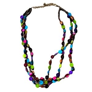 Colorful multi-strand shell necklace